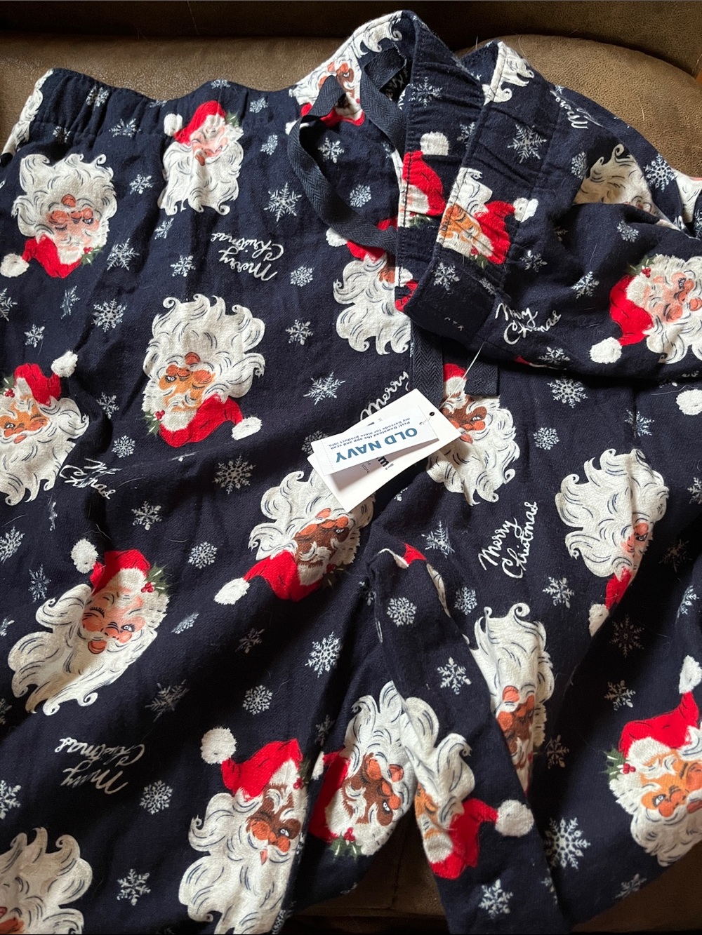 Old Navy Kids Navy Santa Print Pajama Set